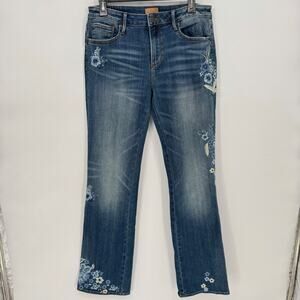 Driftwood Classic Fit Embroidered Floral Bootcut Jeans Women Size 30